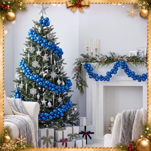 Silipull 5 Pcs 2.3 ft Large Christmas Ball Garland Ornaments, Blue - Image 4