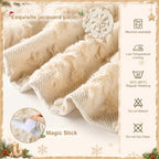 Civaner 48in Beige Snowflake Christmas Tree Skirt Faux Fur - Image 3