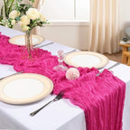 12 Pack 10Ft Hot Pink Cheesecloth Table Runner 23 x 120 Inch - Image 2