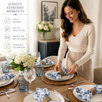 Taran Living Set of 12 Blue Cloth Napkin, Floral Print on 100% Cotton, Absorbent Napkin for Everyday Dining, Guest Dinners, 18X18 inch, Soft and Washable. - Image 4