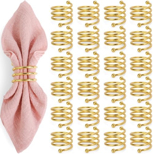 Napkin Rings Set of 24 Napkin Rings for Table Valentine's Day Wedding Christmas Decor (Gold, S) by Zioliopaner