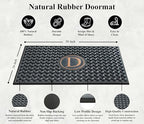 A1HC Natural Rubber Front Door Mat 24x39 inches, Monogrammed Doormat for Entryway, Heavy Duty Shoe Scraper Welcome Mat for Porch, Patio & Outside Entrance - Black - Image 3