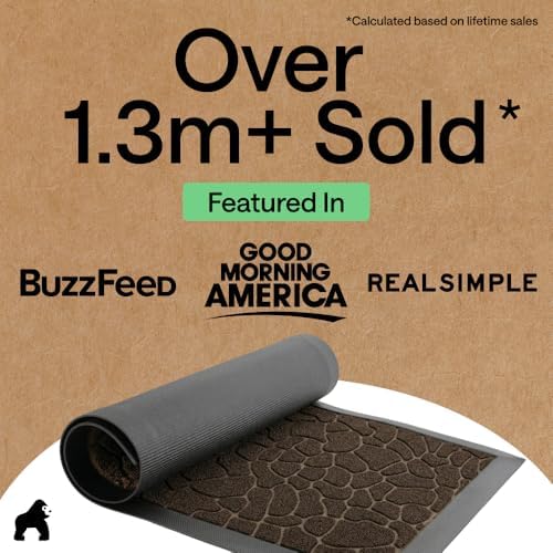 GORILLA GRIP WeatherMAX Door Mat, Indoor Outdoor, 47x35, Dark Brown Pebble - Image 5
