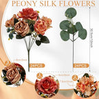 24 Bundles Burnt Orange Peonies Artificial Flowers for Centerpieces - Image 2