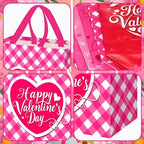 Wesnoy 48 Pcs Valentine's Day Gift Bags Bulk with Handle Non Woven Reusable Pink Red Heart Bags Valentine's Day Candy Bag for Classroom Gift Exchange, Goodies Wrapping Party Favors, 11.4x10.6x4.7 Inch - Image 3