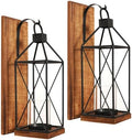 Homemory Wall Candle Sconces Set of 2, Rustic Wood Holders with Glass Decor by Homemory