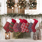LUBOT 6 Pack Christmas Stocking(20inch) Plaid Snowflake Canvas Fireplace Hanging Xmas Stockings for Family Decorations Holiday Party Decor - Image 4