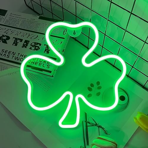 Shamrock Neon Sign, St. Patrick's Day Decorations with USB/Battery Powered, LED Clover Lucky Green Neon Lights for Man Cave Bar Pub Home Party Room Wall Decor (Clover, 2 Clover) - Image 7