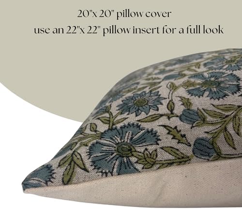 Linen Throw Pillow Covers 20x20 inch Blue Green Decorative Pillow Covers for Living Room, Bedroom - Image 5