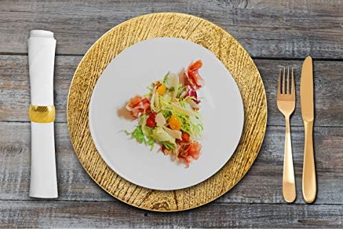 13 Inch Round Elegant Serve ware Charger Plates with Matching Napkin Rings, Wedding, Dinner party, Event - Choose from our Variety of Styles and Quantities (12, Moslem Gold) - Image 2