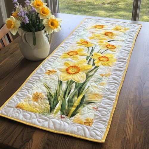 Quilted Table Runner 3D Floral Home Decor for Dining Table (H09,14x72) by SodaMeow