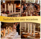16 Set Clear Glass Hurricane Candle Holders, 12.5" Open Ended Bottomless Windproof Cylinder & 2.1" Taper Candlestick Holders for Wedding Party Home Hotel Decor - Image 7