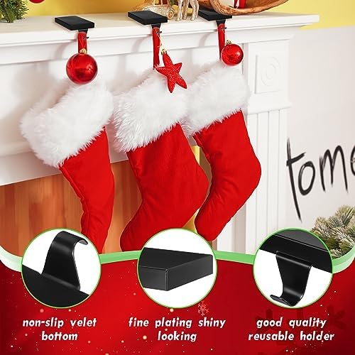 Zonon 6 Pcs Christmas Stocking Holders for Mantle, Black - Image 6