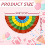 4Pack Easter Pleated Fan Flag 2x4 Ft Bunting Flags,Half Fan Decor Spring Easter's Day Party Bunting Sewn Stripes Canvas Header Brass Grommets for Outsider Garden Porch - Image 3