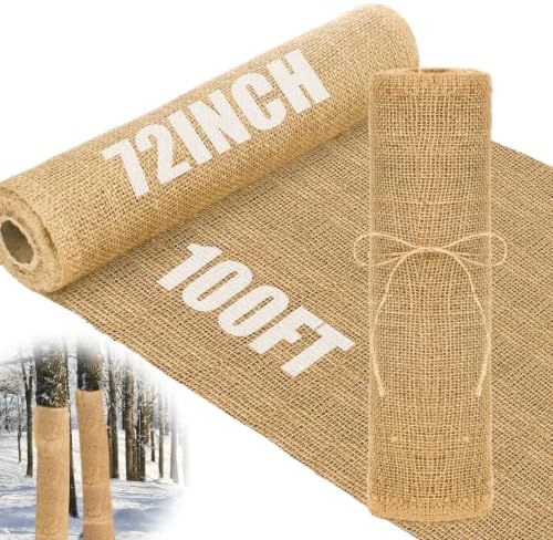 Buryeah 1 Pack 72 Inch X 100 ft Burlap Fabrics Roll Natural Jute Garden by Buryeah