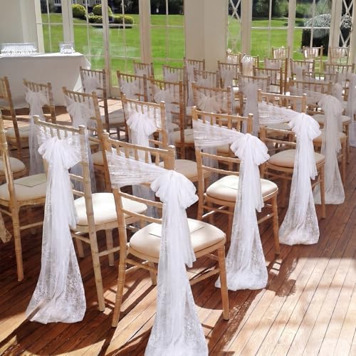 Remagr 12 Pcs White Lace Table Runners 30" x 120" Floral Wedding Decor - Image 5