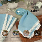 FINGERCRAFT Lace Cloth Napkins, Cotton Linen, 12 Pack, 20x20 Inch, Sky Blue - Image 6