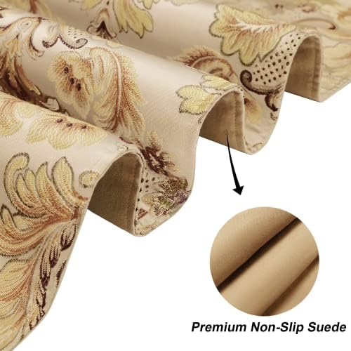 Loom and Mill Luxury Jacquard Damask Table Runner 13x108 inch, Khaki - Image 4