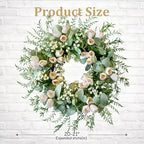 20" White Tulip Wreath for Front Door Spring Summer Easter Décor - Image 5