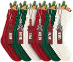 6PACK LumaBria18Inch Cable Knitted Personalized Christmas Stockings, Personalized Hanging Stockings for Holiday Party, Christmas Tree, and Family Home Decor in Red, White, Green by LumaBria