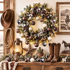 Lunmon 64 Pcs Cow Print Christmas Ball Ornaments Brown Cowhide Western Cowboy Xmas Bulbs 1.6/1.97/2.4 Inch Champagne Bronze Plastic Hanging Decor Assorted Size Xmas Decor for Home Tree Wreath Party - Image 5