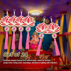 AceOrbit 24 Pcs Rose Red Lotus Diwali Hanging Decorations for Home - Image 3