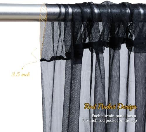 30x10ft Black Tulle Backdrop Curtain with Lights String for Parites, Sheer Backdrop Curtains for Wedding Baby Shower Birthday Party Photo Shoot Decorations - Image 5