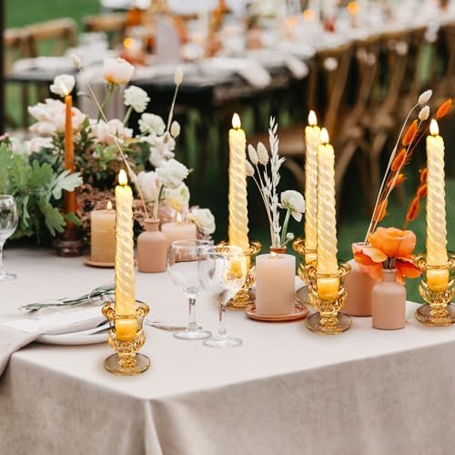 Clear Glass Candlestick Holders Taper Candle Holder Bulk 2.5 Inch Candle Stick Holder for Table Centerpiece Mantel Wedding Housewarming Gift Rustic Vintage Valentines Dinning Decoration - Image 4