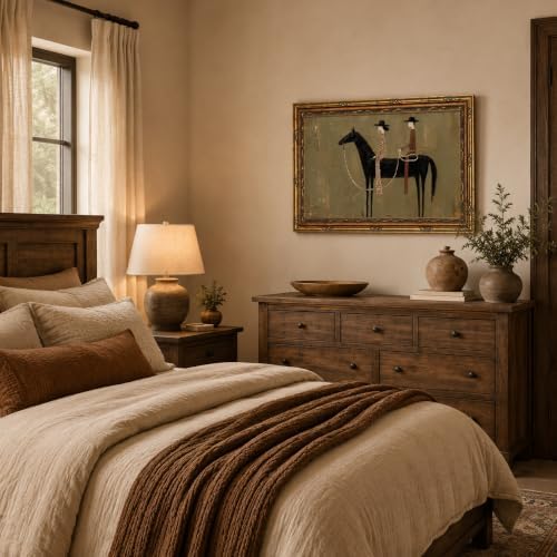 Gold Framed Black Horse Wall Art, Western Canvas Print, 24x16 - Image 4