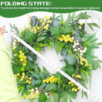Artificial Green Eucalyptus Wreath for Front Door: 24 Inch Summer Wreaths for Indoor and Outdoor Decor, Large Boxwood Wreath for All Seasons, Spring Greenery Wreaths for Indoor/Outdoor Decorations - Image 2