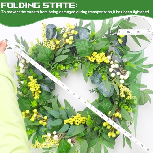 Artificial Green Eucalyptus Wreath for Front Door: 24 Inch Summer Wreaths for Indoor and Outdoor Decor, Large Boxwood Wreath for All Seasons, Spring Greenery Wreaths for Indoor/Outdoor Decorations - Image 2