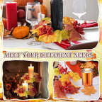 Umigy 12 Set Fall Candle Holders Glass Votive, Maple Leaf, Dark Color - Image 5