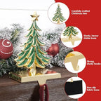 Christmas Stocking Holders for Mantle Set of 4 Green Xmas Tree - Image 2