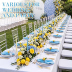 Preboun 24 Pcs Blue Cloth Napkins 19"x19" with Lemon Napkin Rings - Image 5