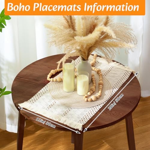 4 Sets Dining Table Decoration Boho Placemat, White, 12x72 - Image 3