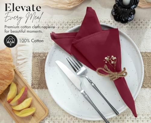Ruvanti Cloth Napkins 12 Pack, 100% Cotton High GSM 18" x18”– Burgundy - Image 2