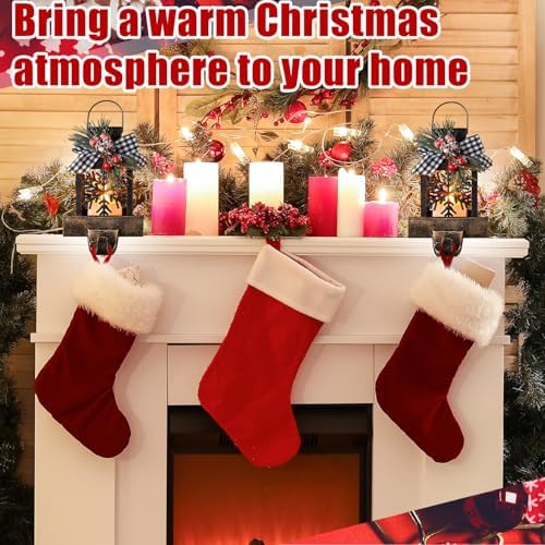 Therwen 2 Pcs Christmas Stocking Holders Lantern, LED, Snowflakes, Bronze - Image 3