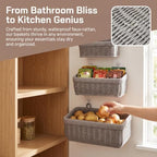 Wall Baskets, Hanging Wicker Baskets for Kitchen Bathroom Garage Porch Door Decor and Organizing (Gray, S+M+L) - Image 4