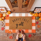 Moucuny 2 Pcs Fall Coir Doormat Outdoor, Happy Fall Yall, Non Slip Backing - Image 3