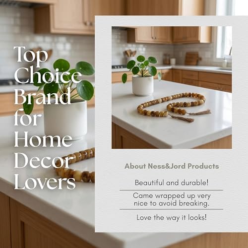 Book Shelf Beads for Bathroom and Home Decor - Beaded Garland for Bedroom, Kitchen, and Living Room Centerpiece - Small Desk Accessories for Office, Study, Mantel, and Console - 1", Brown - Image 6