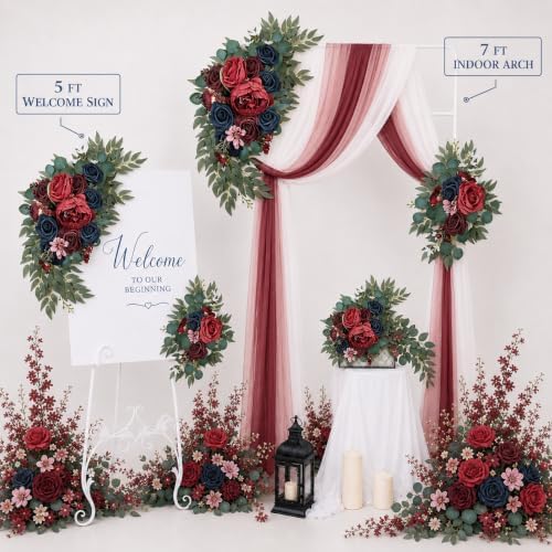 Artificial Wedding Arch Flowers Floral Swag Welcome Sign Ceremony Decor - Image 4