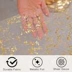 Snowkingdom 2 Pcs Gold Table Runner Roll, Sheer Gauze Chiffon Tulle Fabric Sequin Glitter Metallic Foil, Gold Golden Table Decorations for Home Wedding Birthday Party Anniversary Christmas - Image 4