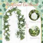 Canlierr 2 Pcs Large Mr & Mrs Sign with Artificial Flower Garland, White - Image 2
