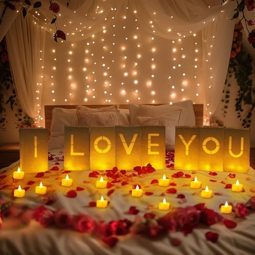 Homemory I Love You Light Up Letters, Luminary Bags with 24 Tea Lights - Image 2