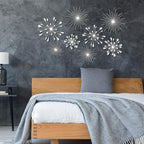 Blulu 8 Pcs Silver Metal Starburst Wall Art, 3D Crystal Teardrop Rhinestone Wall Sculptures, Modern Mid Century Hanging Accents Decor for Living Room Bedroom Entryway Office Home Decoration - Image 5