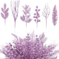 Light Purple 66 Pcs Christmas Glitter Picks and Sprays, Xmas Artificial Floral Stems Branches Berry Leaf Pine for Tree Topper Wreath Garland Centerpiece Holiday Party Home Decor by Vertintong