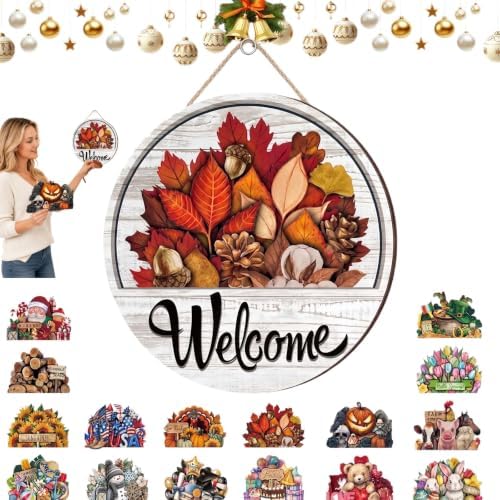 16 Pcs Interchangeable Magnetic Welcome Sign for Front Door，2Set by HappyEveryDay