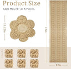 Burlap Placemats Set of 6 with Burlap Table Runner and Rattan Napkin Rings, Made of Natural Cotton and Corn Husk, Non-Slip Heat-Resistant Boho Fall Placemats Table Décorfor Dining Table Décor - Image 2