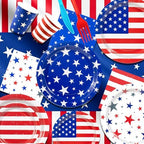 147Pcs 4th of July Paper Plates and Napkins Party Supplies,Serves 24 - Image 3