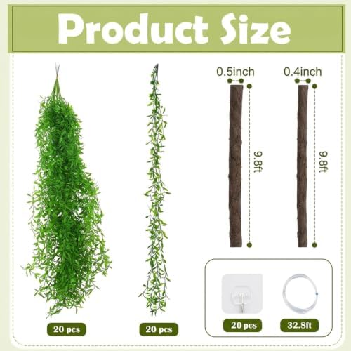 68.9ft Artificial Hanging Willow Vine Greenery Jungle Party Wall DIY Decor - Image 2